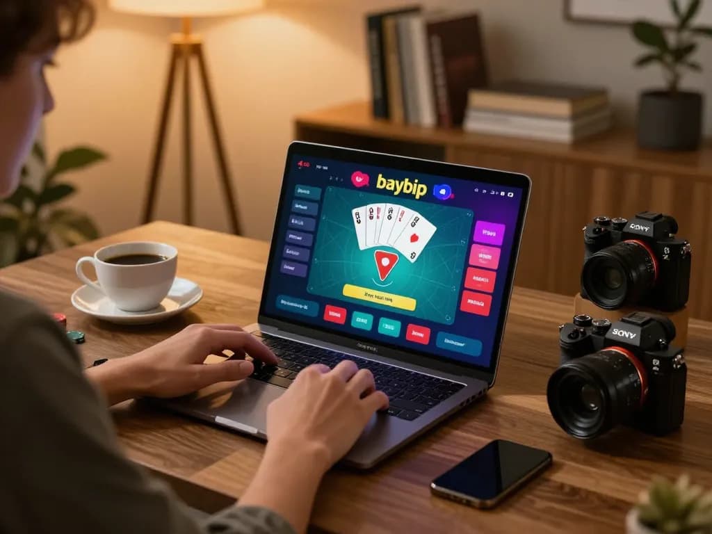 Engaging online poker gameplay on bayvip app in a cozy gaming setup.