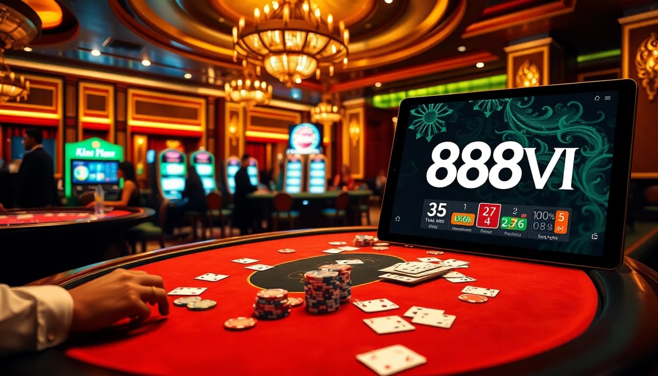 Exciting gaming experience at nhà cái 888VI with luxurious casino elements and vibrant atmosphere.