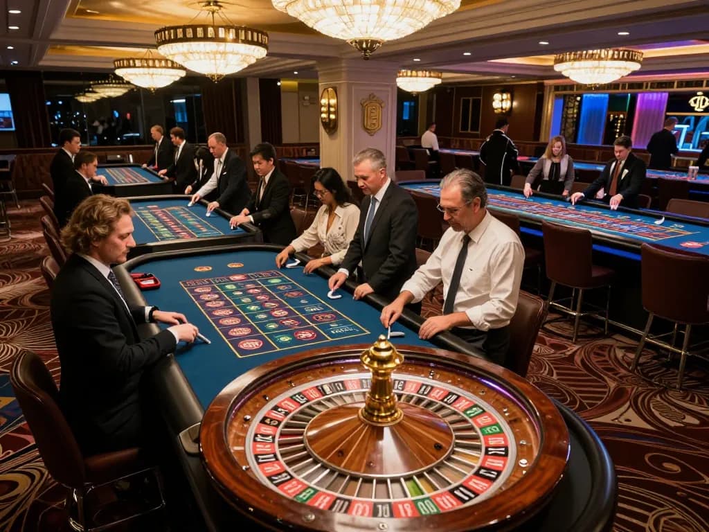rr88 wales players placing bets at a roulette table in a luxurious casino, enjoying an exciting gaming experience