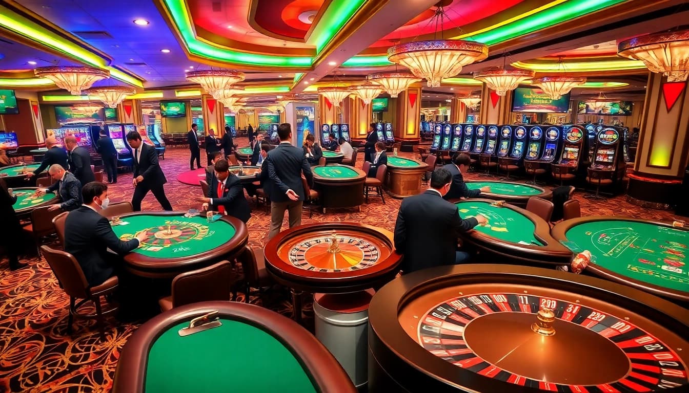 Experience thrilling gameplay at https://www.gg88com.com/ with vibrant casino tables, chips, and excited players.
