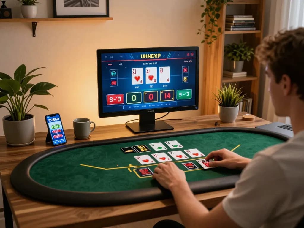 Person engaging with LV88 live dealer blackjack at home, showcasing strategic gameplay.