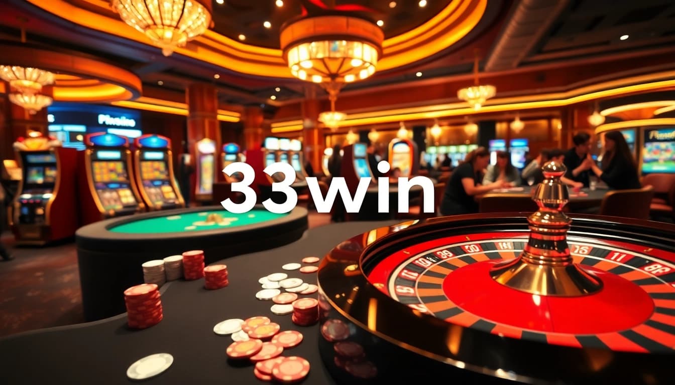 33win Casino patrons enjoy thrilling table games amidst an exciting gambling environment.