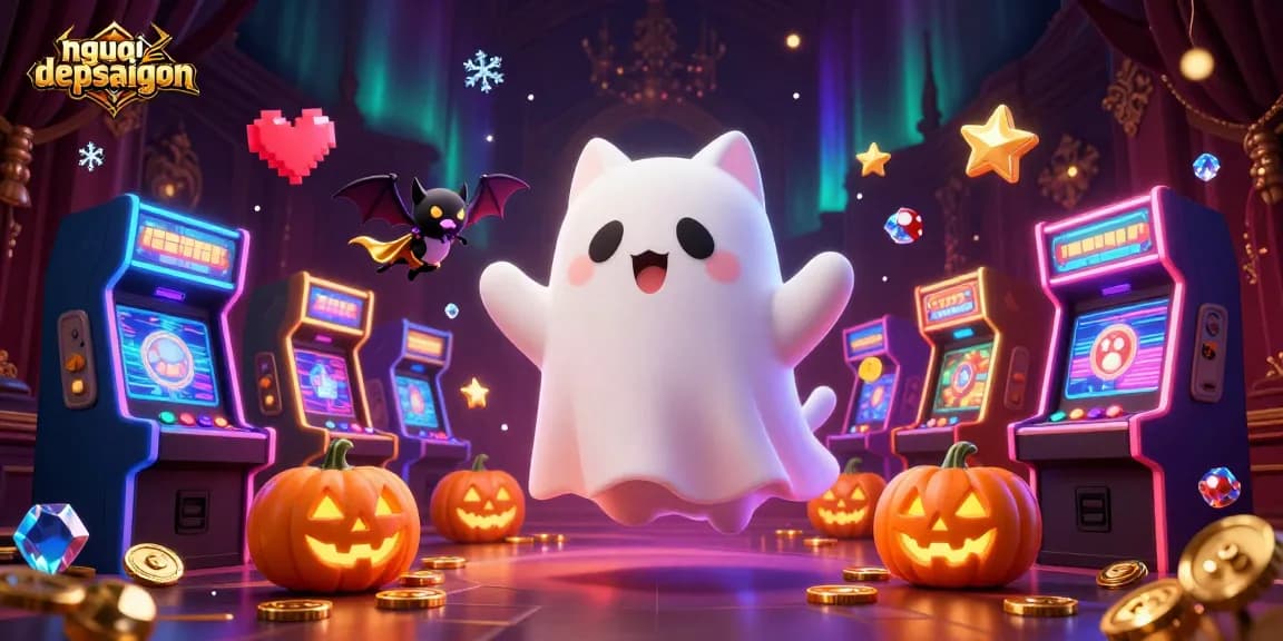 Engage with nguoidepsaigon's thrilling casino gaming experience featuring a ghost cat and vampire bat.