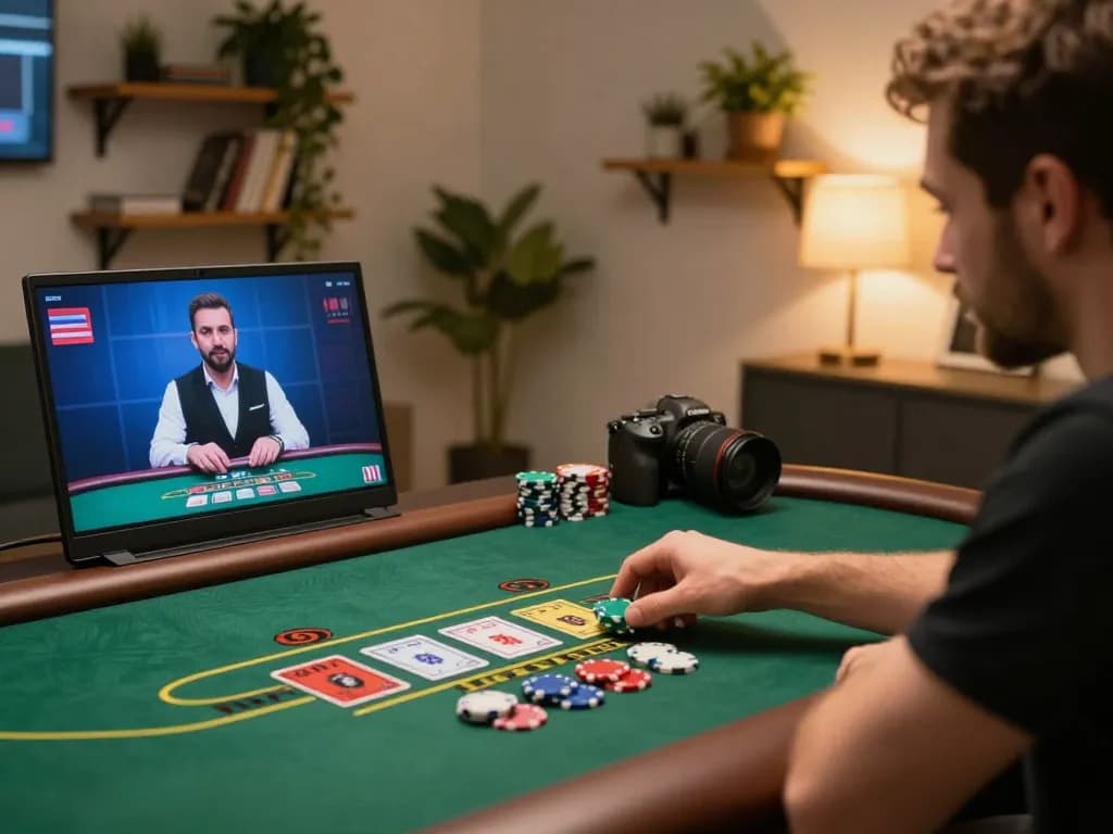 Player utilizing fly88 online casino platform for blackjack, showcasing strategic gameplay and engagement