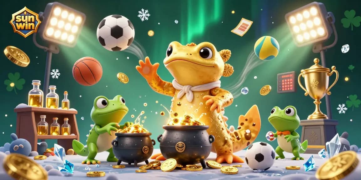Experience the thrill of sun win in this dynamic 3D casino scene filled with gold, games, and celebration.