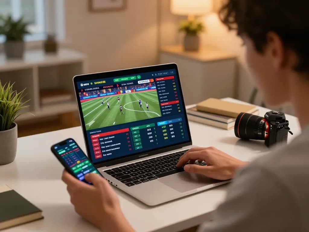 Placing bets on 789WIN's online platform with vibrant match odds visible on laptop screen