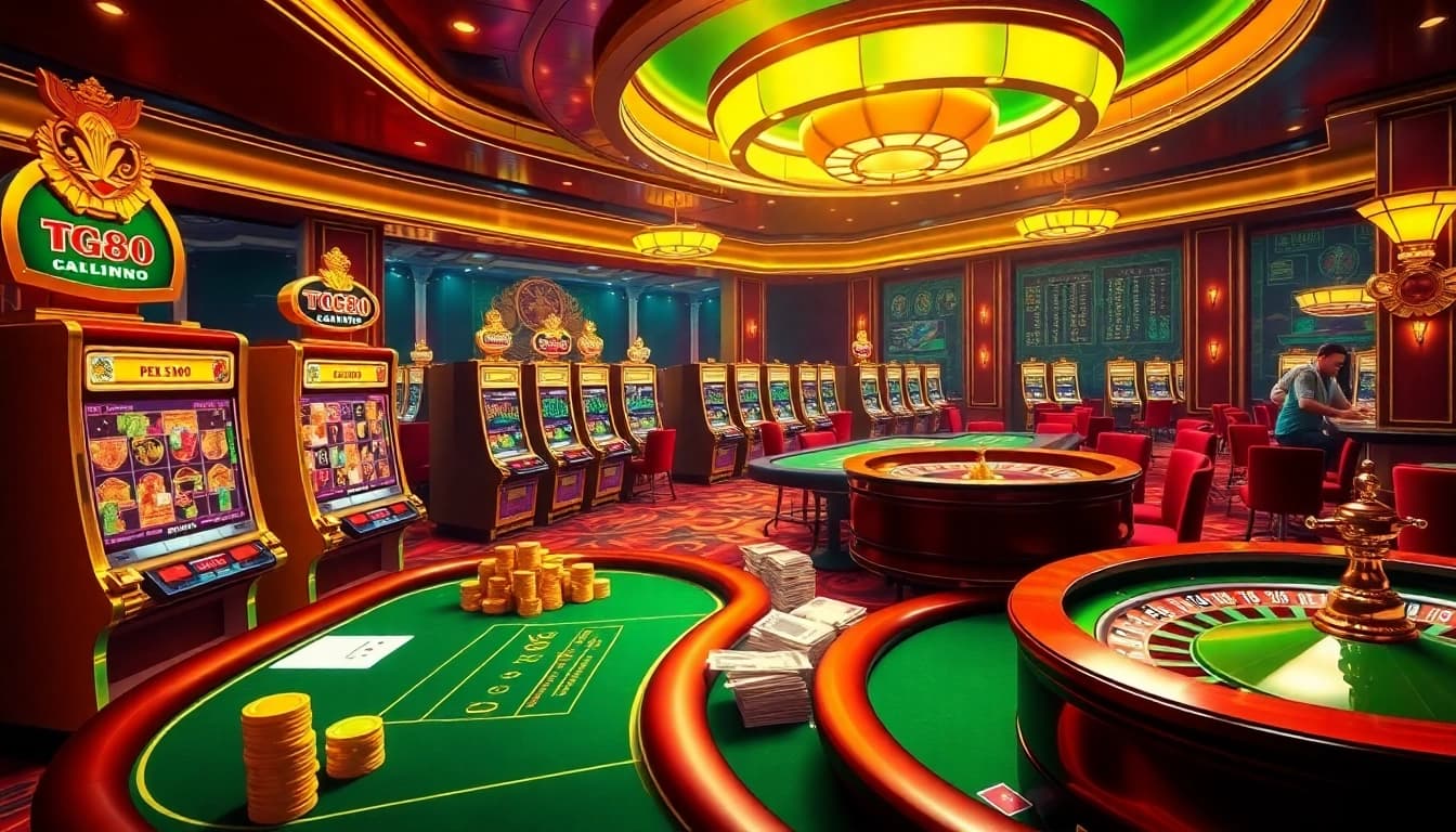 Experience thrilling gameplay at https://jtg88.com/ with a lavish casino atmosphere featuring poker tables and slot machines.