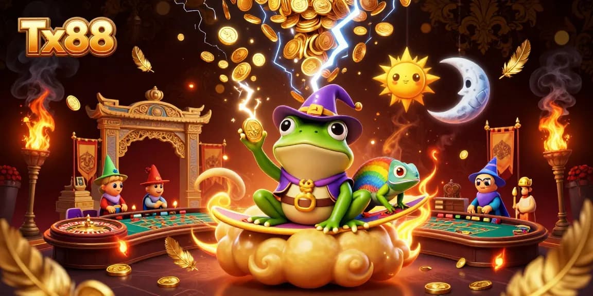 Engage with Tx88's thrilling live casino experience, featuring vibrant elements and characters.