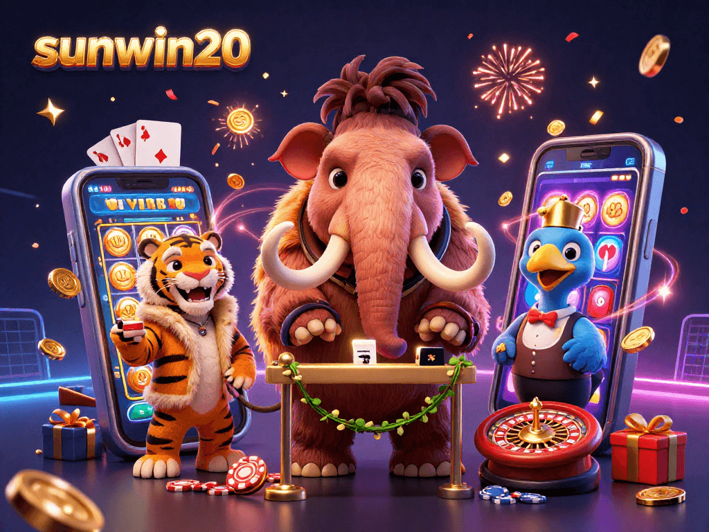 Experience the vibrant energy of sunwin20 with a thrilling 3D casino scene featuring captivating characters and games.