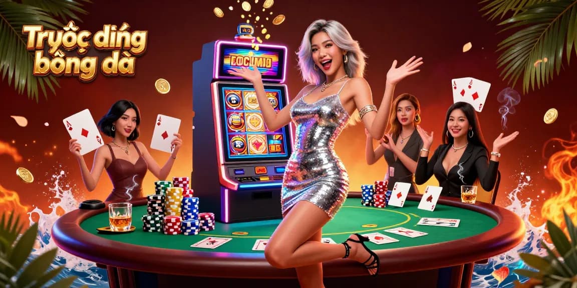 Watch Trực tiếp bóng đá as excitement builds with a celebratory Asian woman and jackpot scene.