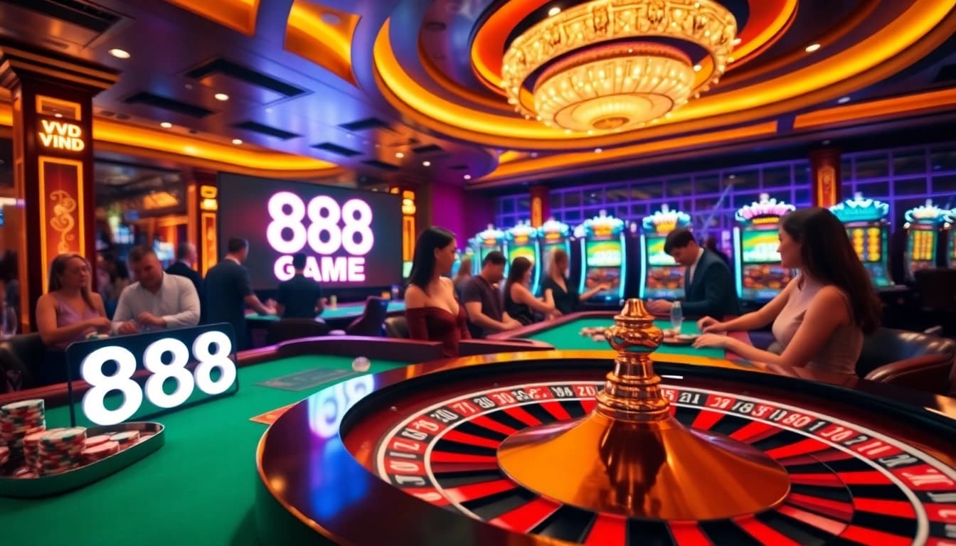 Experience the thrill of 888VND GAME with players betting at a luxurious casino setting.