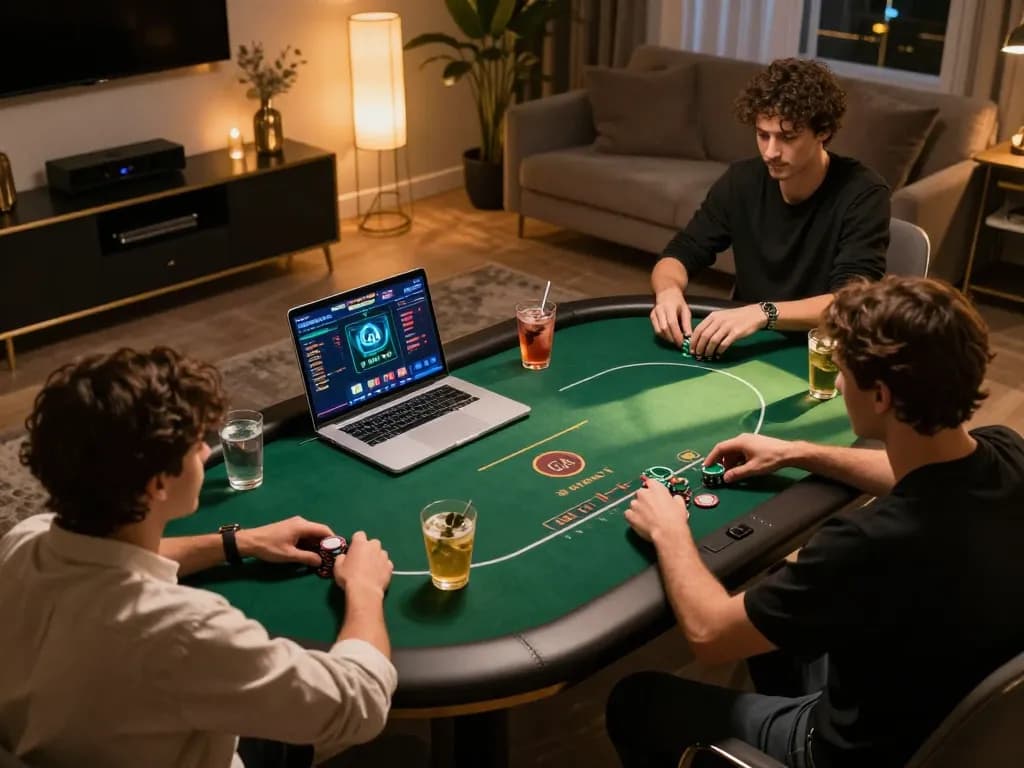 Engaging in thrilling online poker moments with GA 888 on a stylish gaming laptop