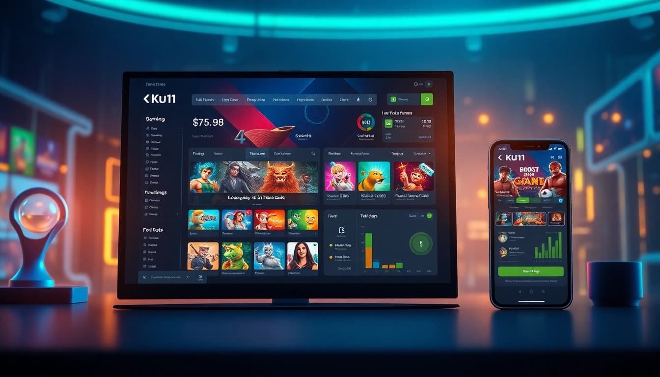 Interactive Ku11 online gaming platform interface with vibrant graphics and sleek design.