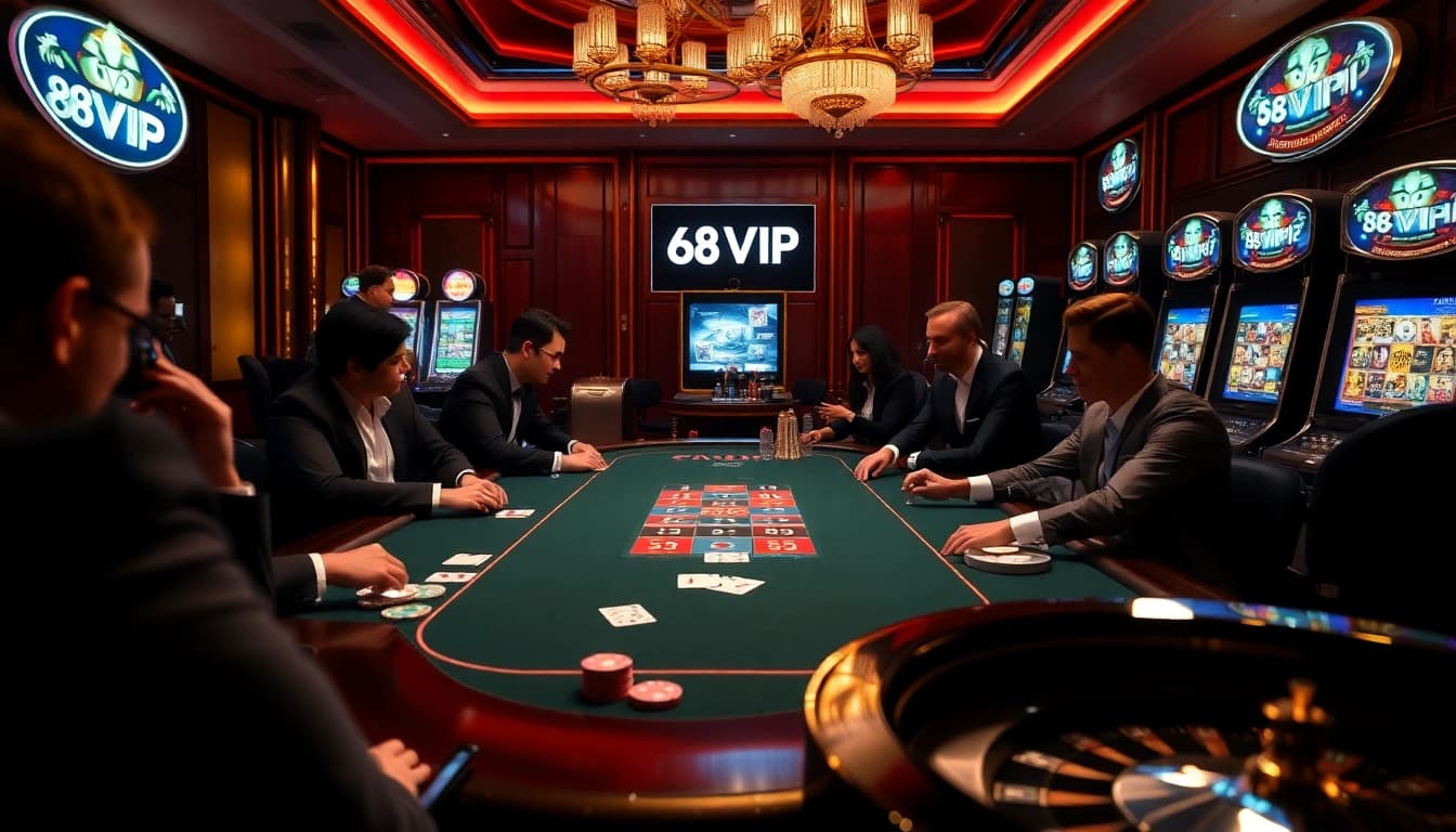Winning at the poker table with 68VIP components and vibrant casino atmosphere.