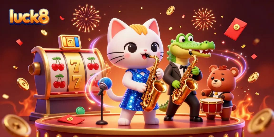 Experience the thrill of luck8's vibrant casino scene with lively characters and dynamic game elements.