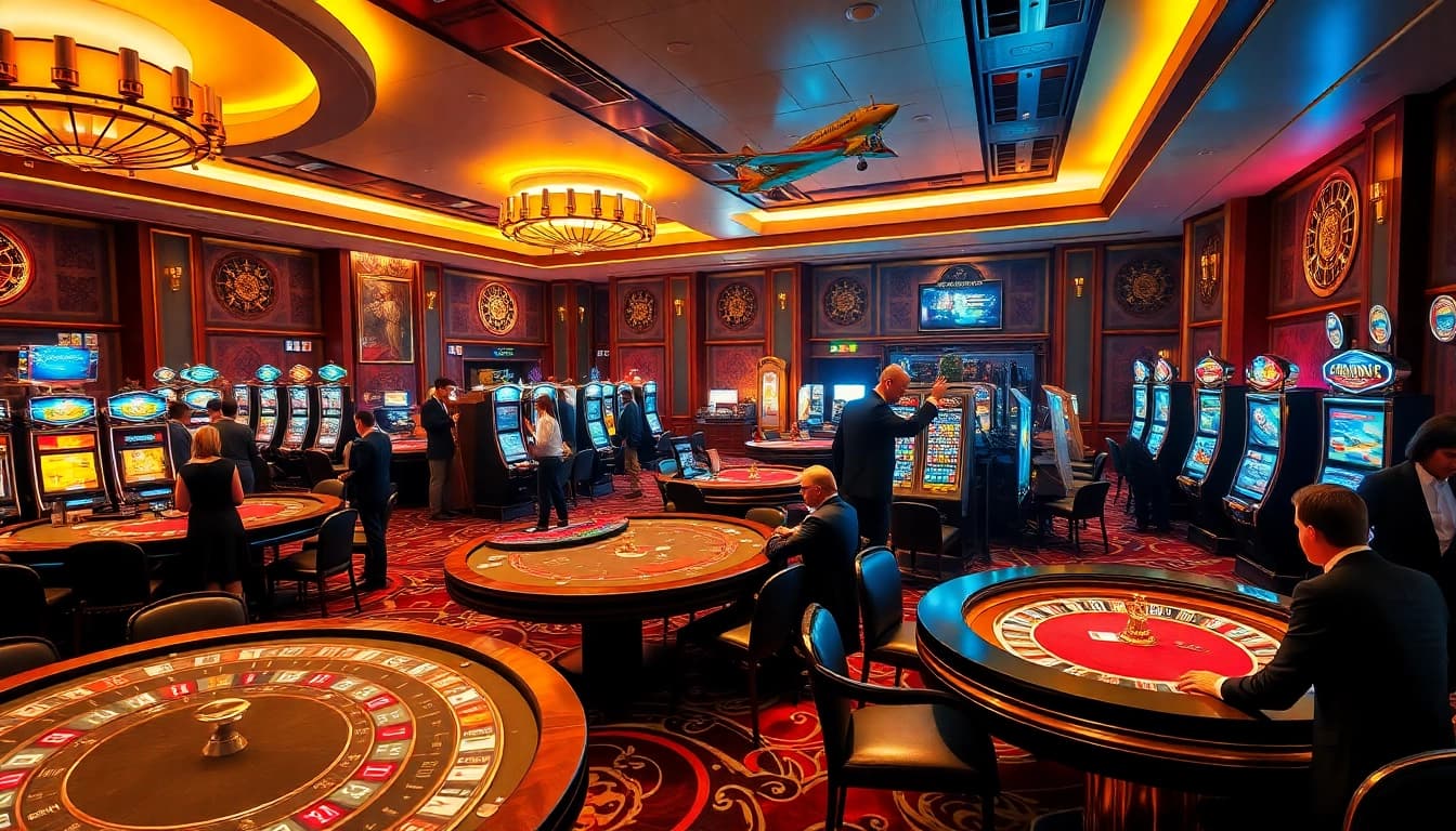 Experience the elegance of dh88 with players enjoying thrilling table games in a luxurious casino setting.