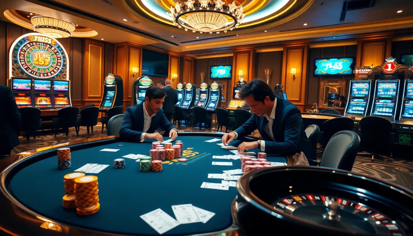 Engage in a high-stakes atmosphere at the JL 55 poker table, where excitement meets strategy.