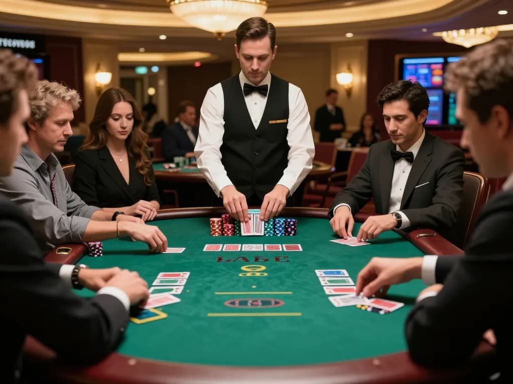 Players engaged in strategic gameplay at jun88 đăng nhập blackjack table, showcasing thrilling casino atmosphere