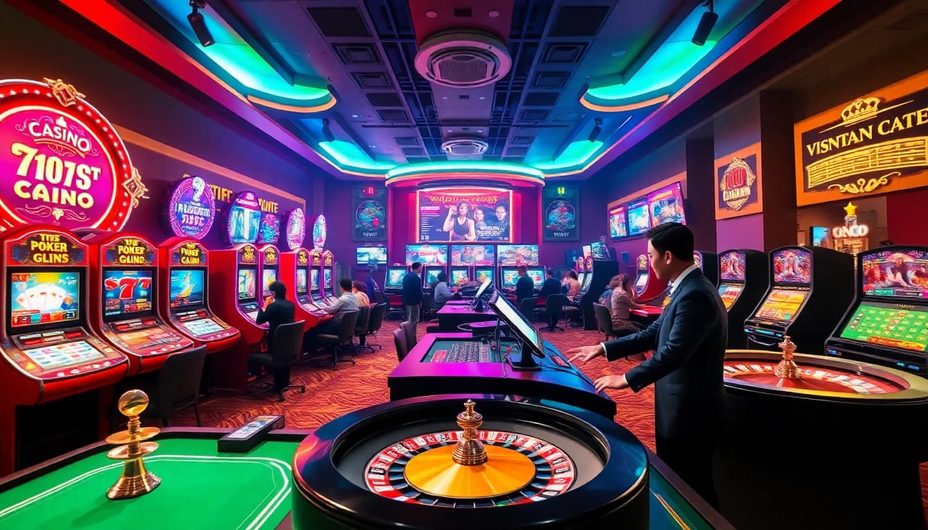 Experience the excitement of V9bet.ce in a vibrant online casino setting showcasing diverse gaming options.