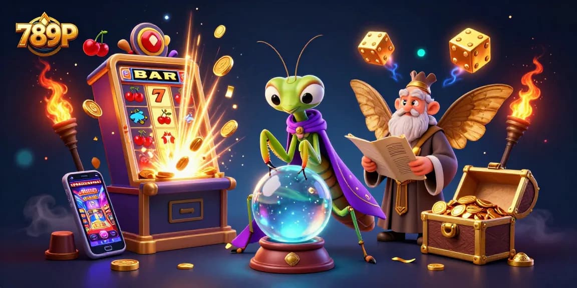 Experience fortune-telling magic with 789P in this vibrant casino-themed illustration.