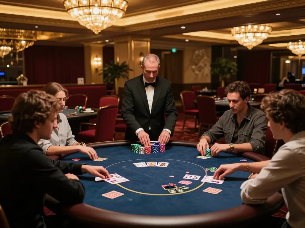 Experience high-stakes gameplay at qh88go, where elegant poker tables attract skilled players.