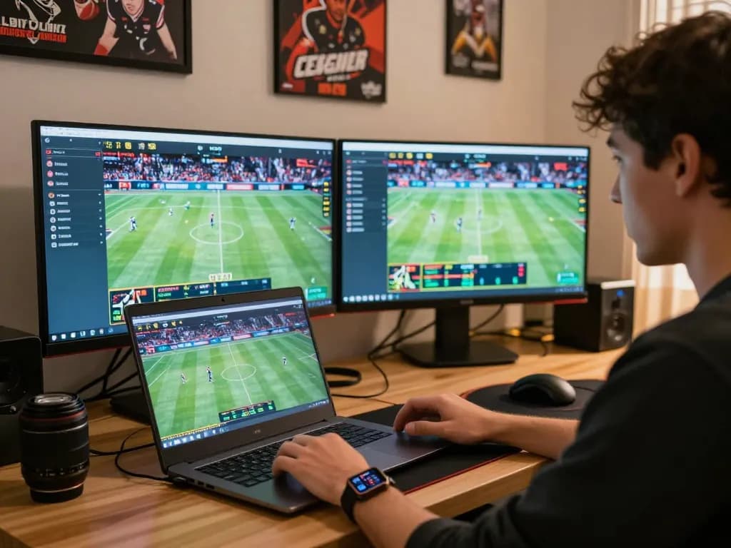 Engaging in live sports betting on qq88 from a cozy home office.