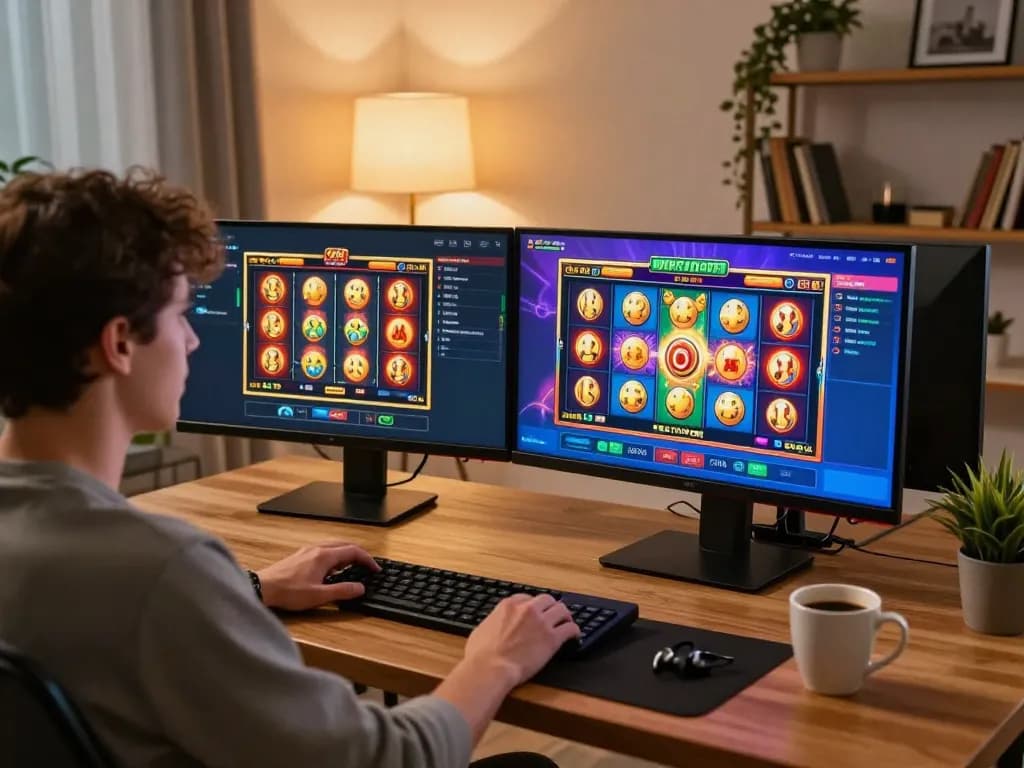 Engaging online gaming experience with Slot Malaysia on screen, featuring colorful slot interface and immersive atmosphere.