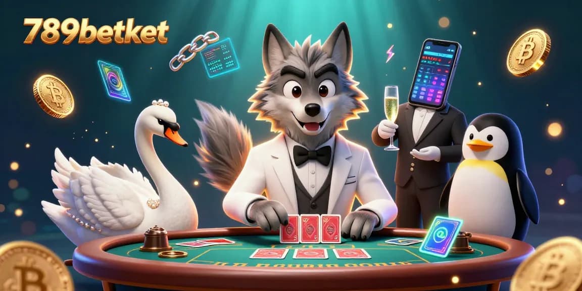 Engage with 789betket in a vibrant casino scene showcasing baccarat and cryptocurrency.