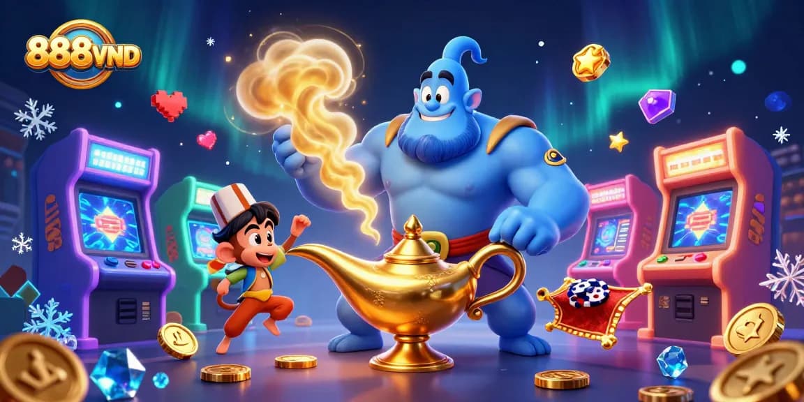 Experience the excitement of 888VND with vibrant 3D elements and interactive casino features.