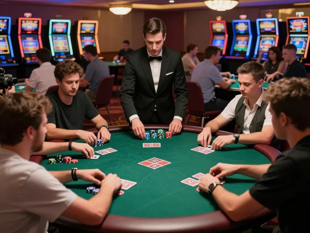 Players enjoying a live poker game at 888NEW, showcasing vibrant casino atmosphere and strategic gameplay.