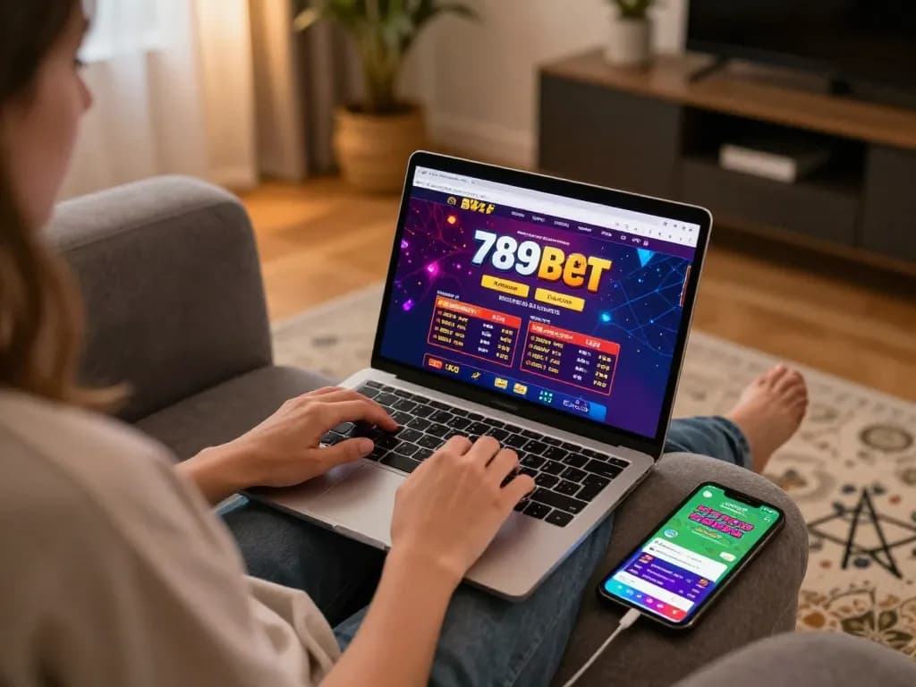 Engaged player exploring 789bet online casino interface, showcasing responsible gambling practices.