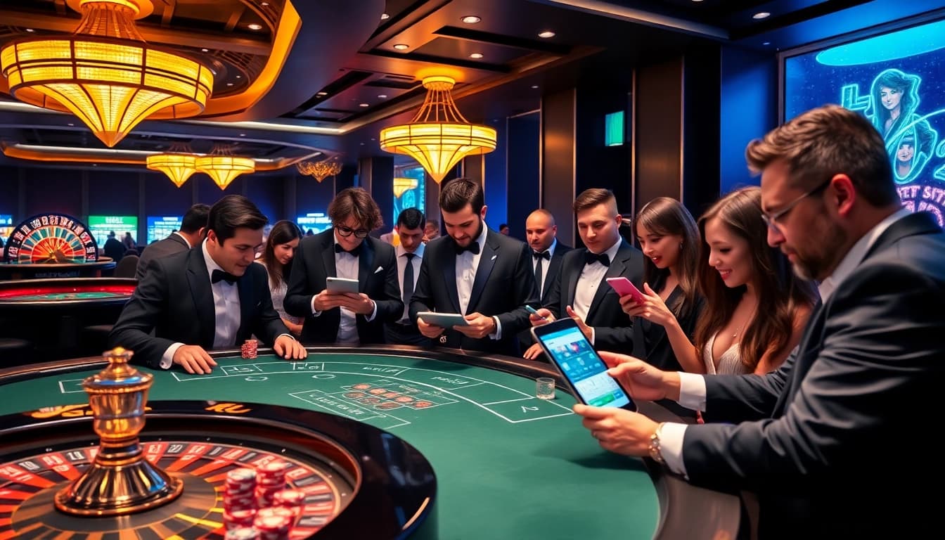 Experience the excitement of BL555 casino with vibrant tables and professional dealers engaging players.