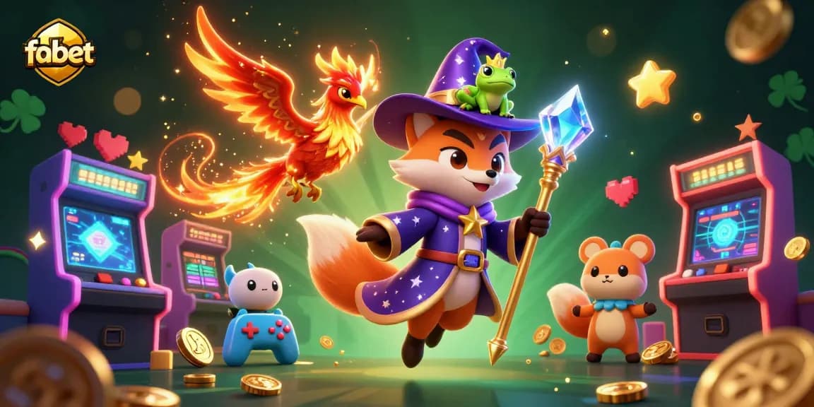 Experience the excitement of fabet with an enchanting wizard fox, phoenix, and vibrant gaming elements.