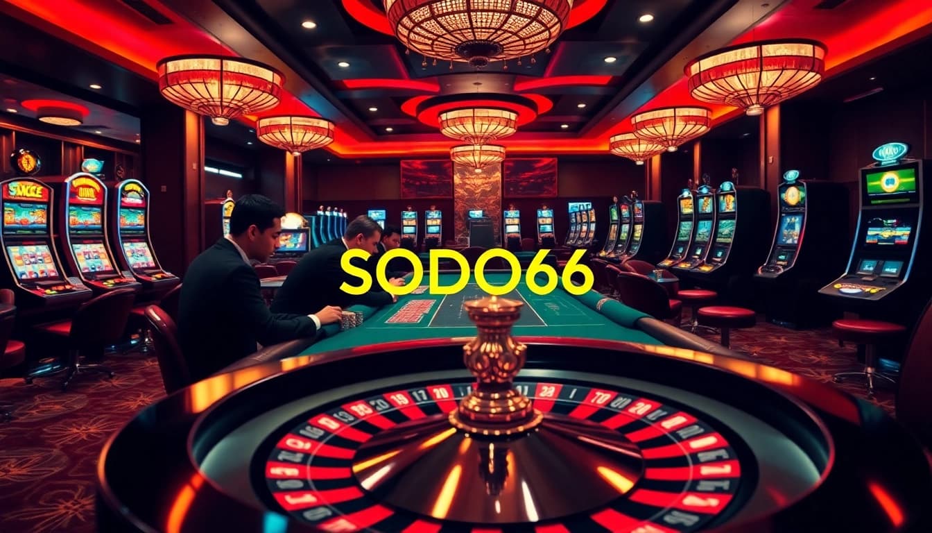 Engaging players at a SODO66 casino table, showcasing excitement and luxury in gambling.