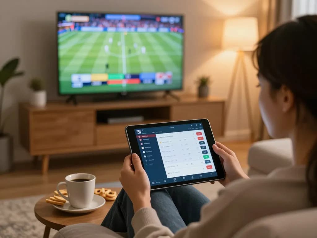 Betting on Net88 sports events using a mobile app in a cozy home setting.