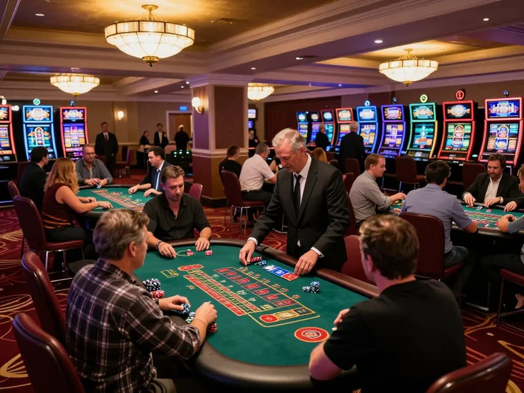 Players engaging in strategic Go 88 gameplay at a casino table, vibrant atmosphere filled with excitement.