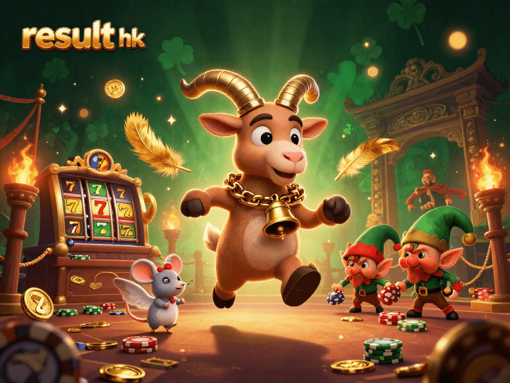 Engage with the result hk theme in a dynamic casino scene filled with festive characters and excitement.