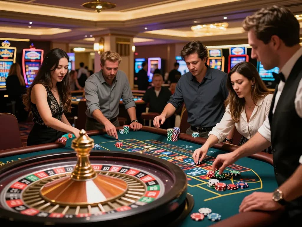 Players placing bets at a roulette table, showcasing the excitement of the 888vnd app.