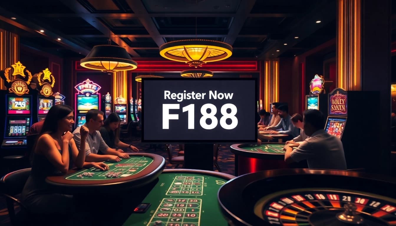 Exciting scene of players registering for F168, engaged in thrilling casino games.