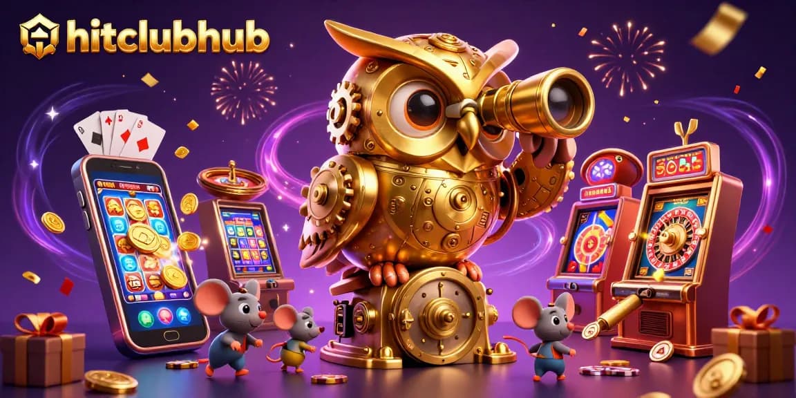 Experience exciting gameplay at hitclubhub with a vibrant casino illustration featuring engaging characters and classic games.
