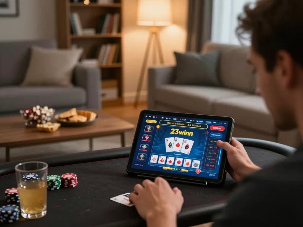 Players enjoying online casino games on 23winn with engaging interface and cozy atmosphere