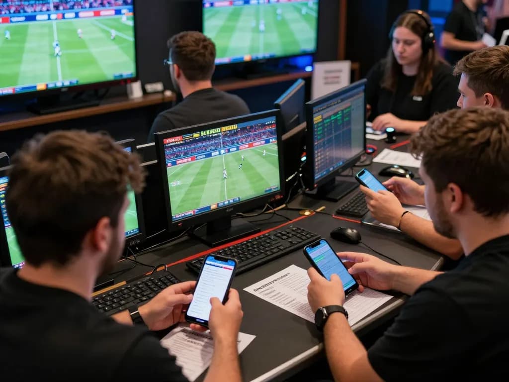 Players engaging in dynamic sports betting activities at LV88, surrounded by real-time sports updates.