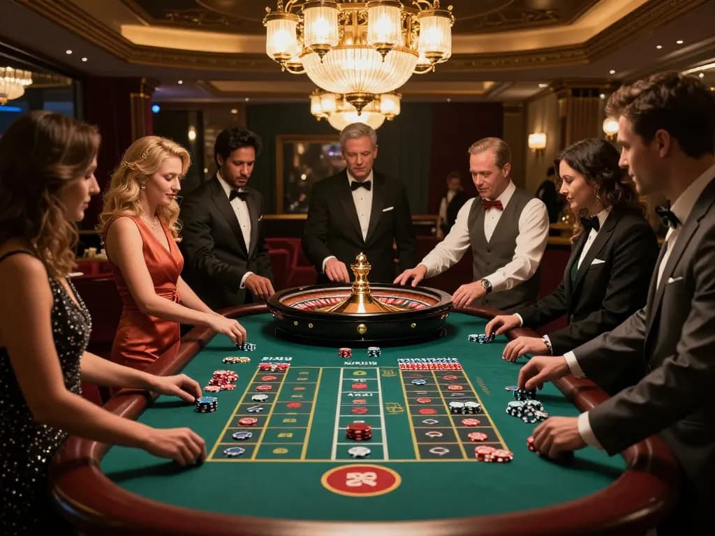 Players placing bets at the lively king88 roulette table showcasing an inviting casino atmosphere.