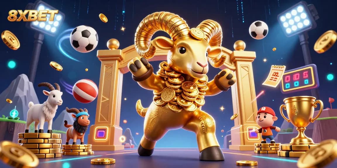 Experience betting with 8XBET, a vibrant casino scene featuring golden elements and dynamic sports.