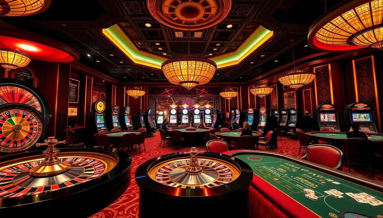 SODO66 players enjoying a vibrant casino scene with roulette and poker tables