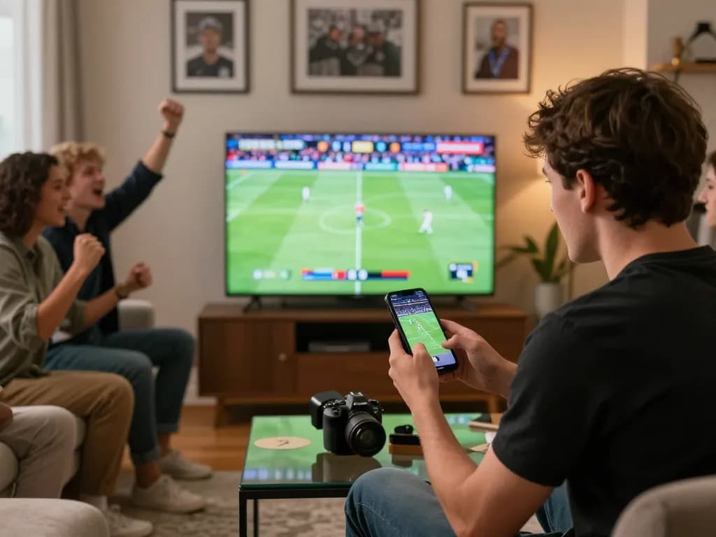Kèo nhà cái action as a person places a bet on their smartphone during an exciting sports game.