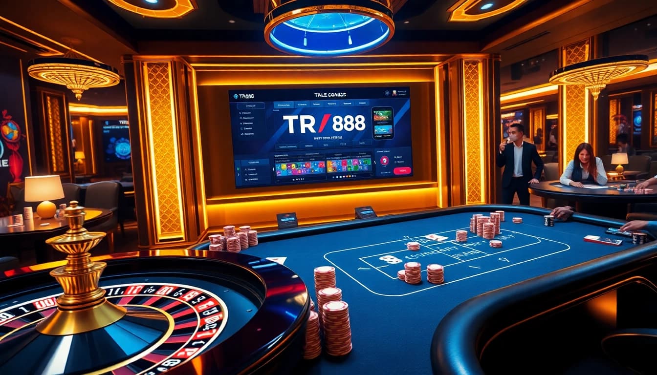 Engage in the thrilling experience of online gambling on TR88.autos with vibrant casino tables and dynamic play.