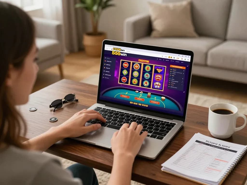 Play exciting games on 555win online casino with a colorful display and cozy setup