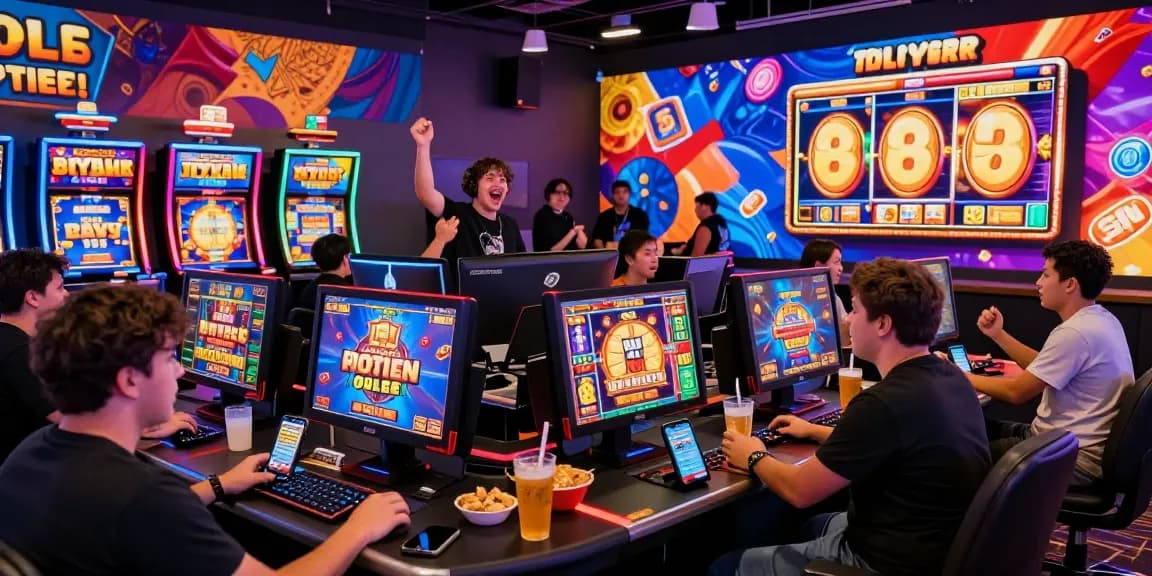 Engaged players enjoying slots with bonus buys in a vibrant online casino atmosphere.