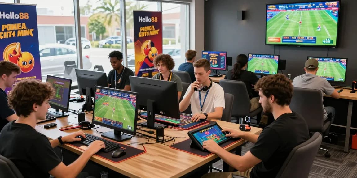 Exciting online gaming experience at Hello88ke.com with diverse players engaged in sports betting and casino games.